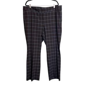 Lane Bryant Women's Black Checkered Mid-Rise Straight Leg Trouser Pants Size 22